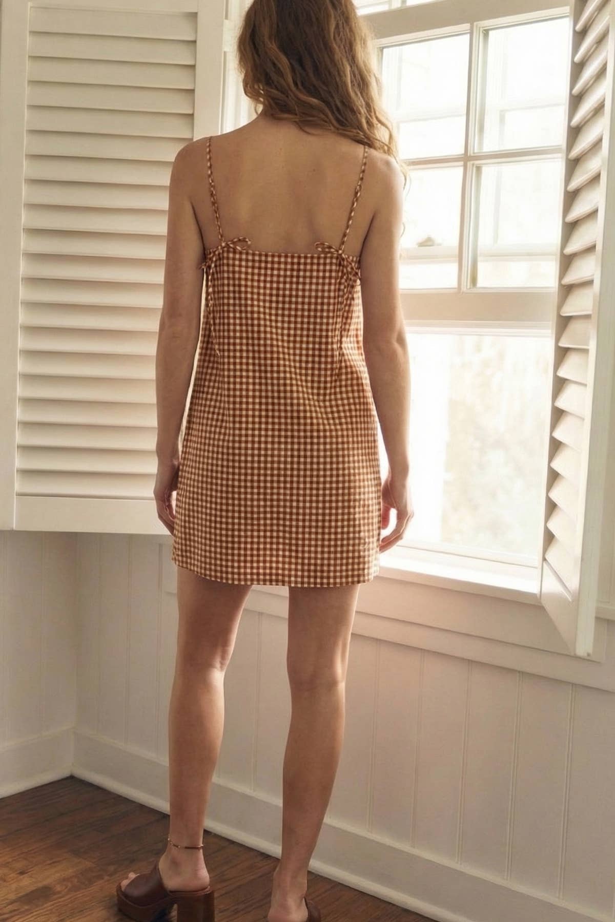 Tie Back Gingham Mini Dress
