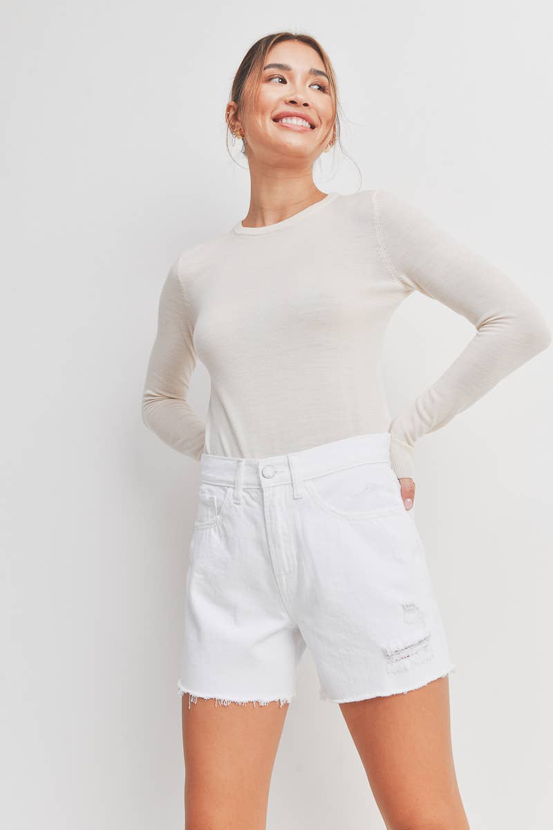 High Rise Simple Distressed Short