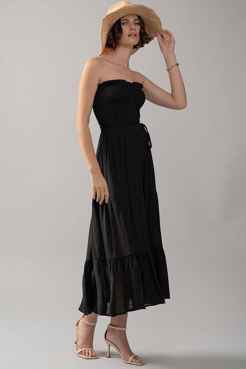 Smocked Tiered Ruffle Maxi Dress