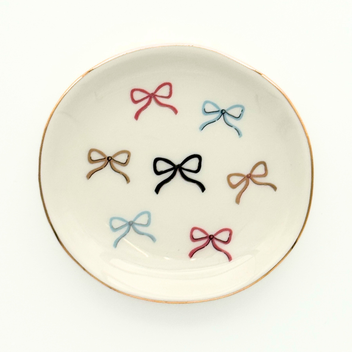 Round Trinket Tray - Multicolor Bows