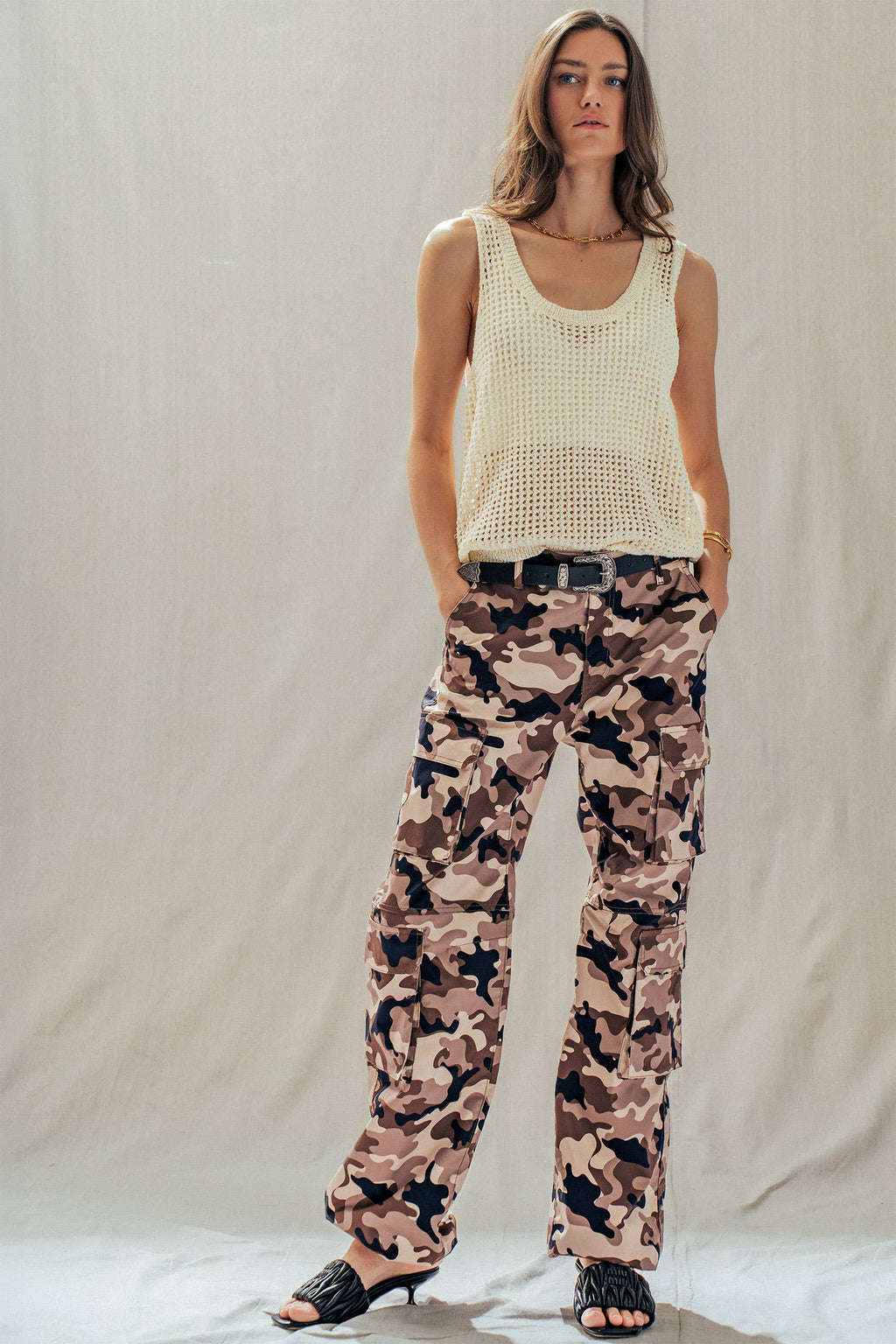 Open-Knit Sleeveless Sweater Tank