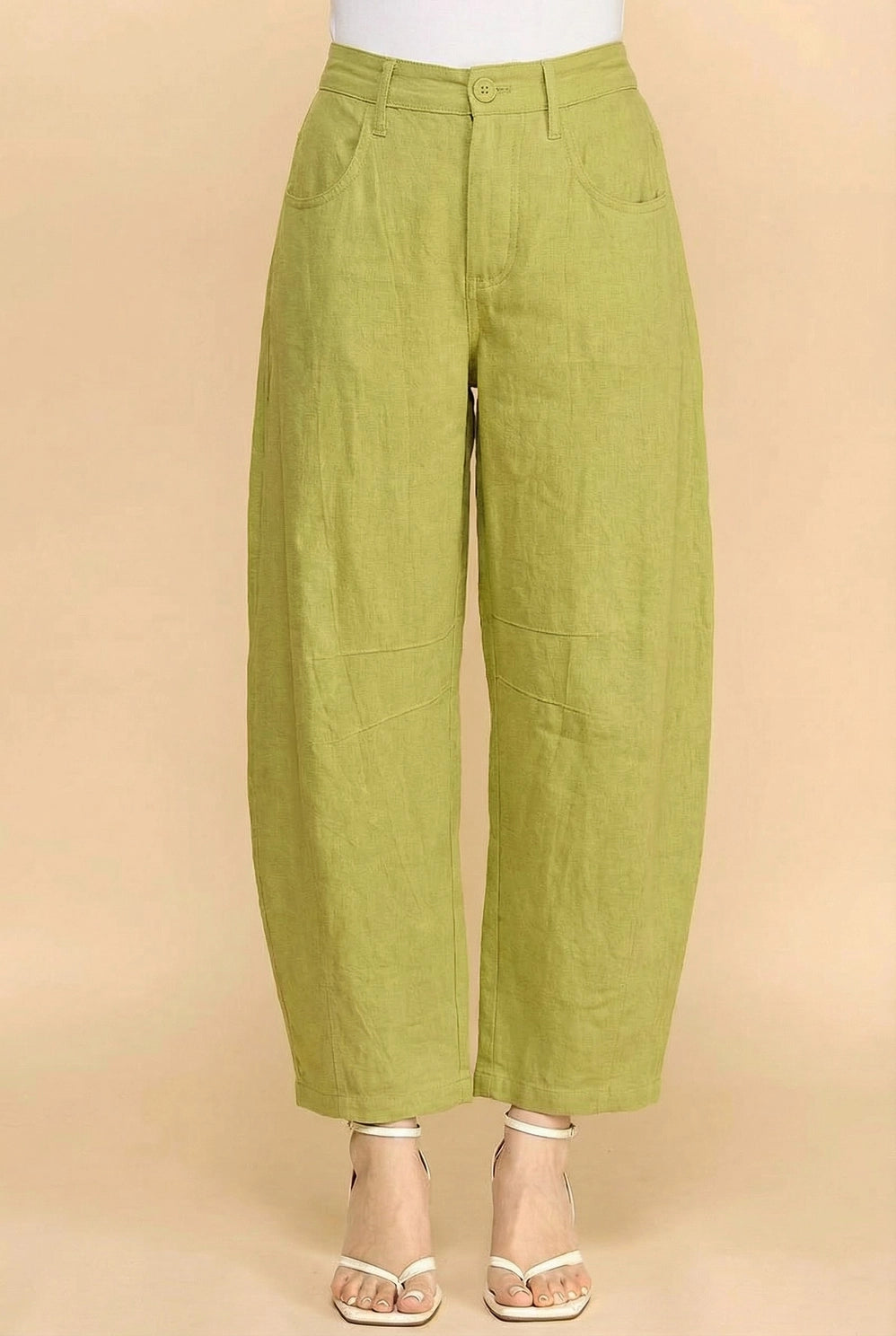 Matcha Barrel Linen Pants