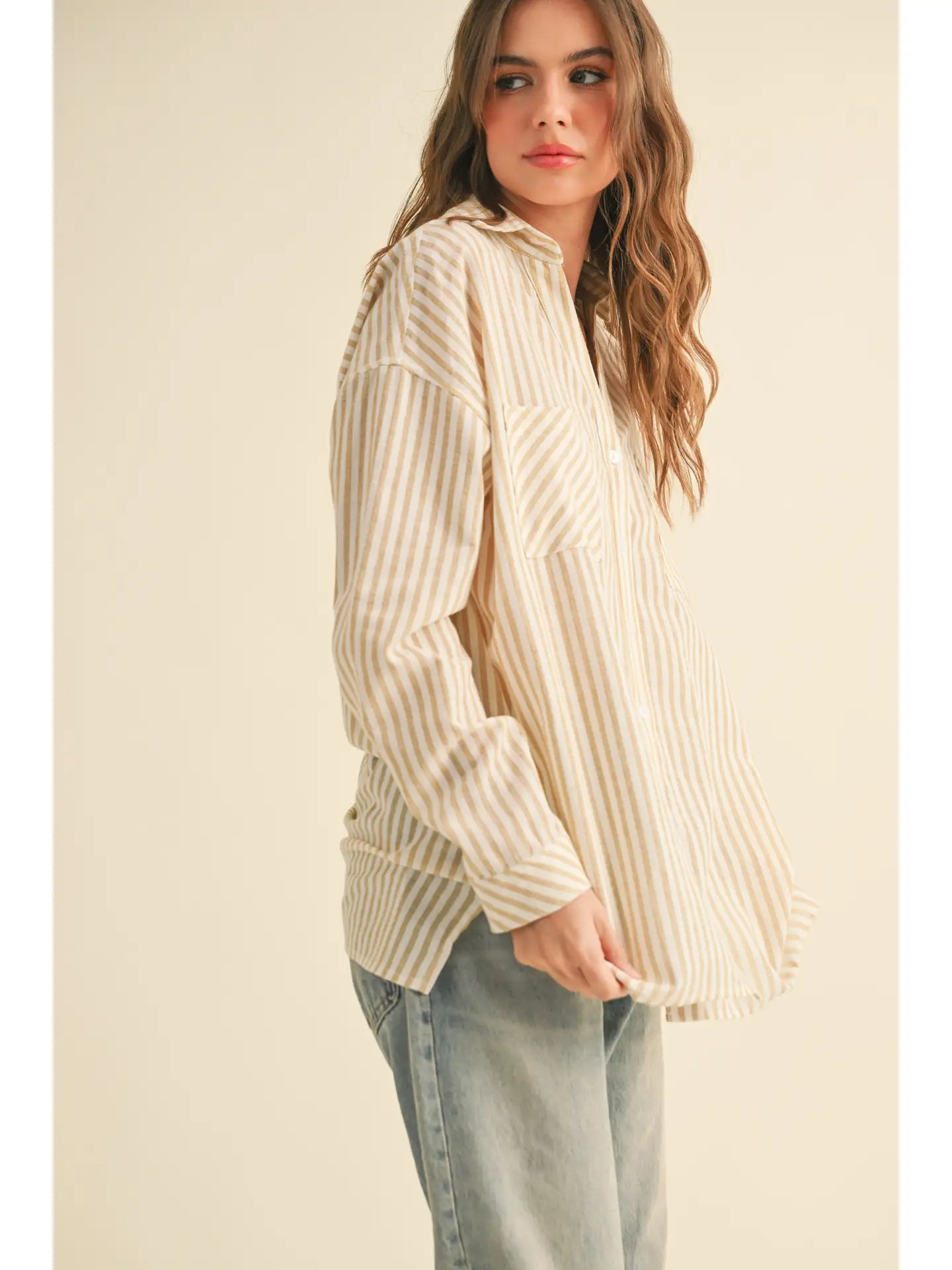 Striped Pattern Button Down Shirt
