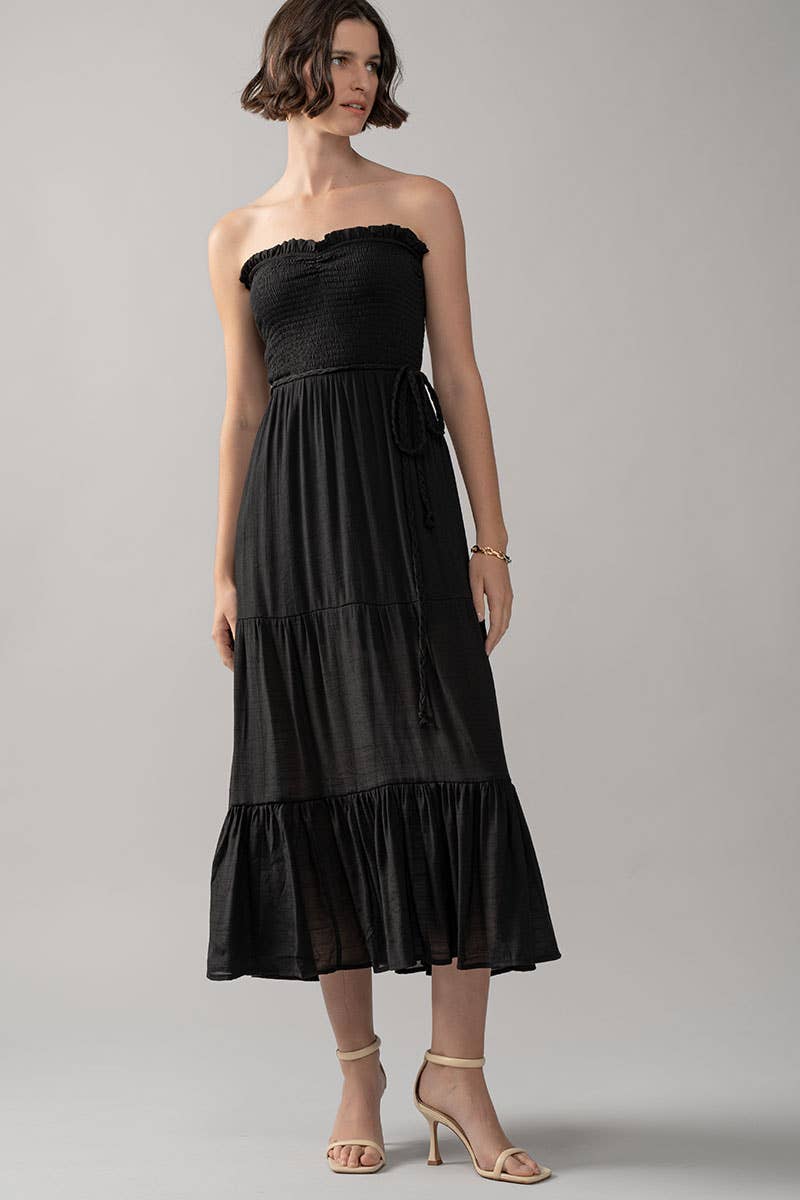 Smocked Tiered Ruffle Maxi Dress