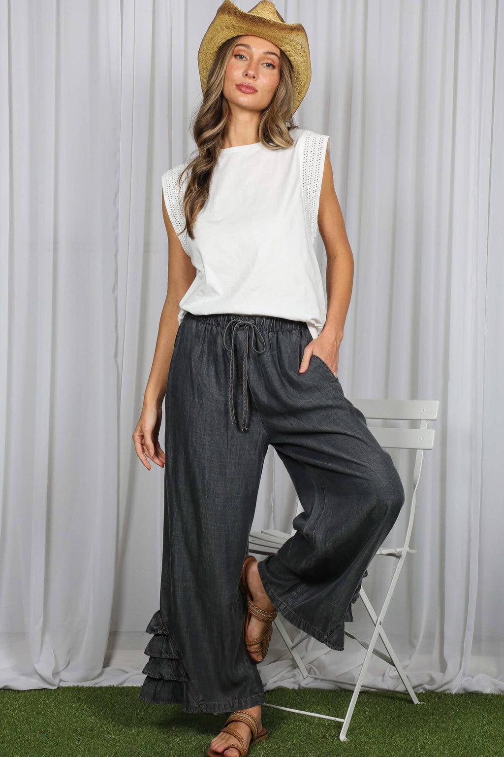 Trim Embellished Sleeveless Top