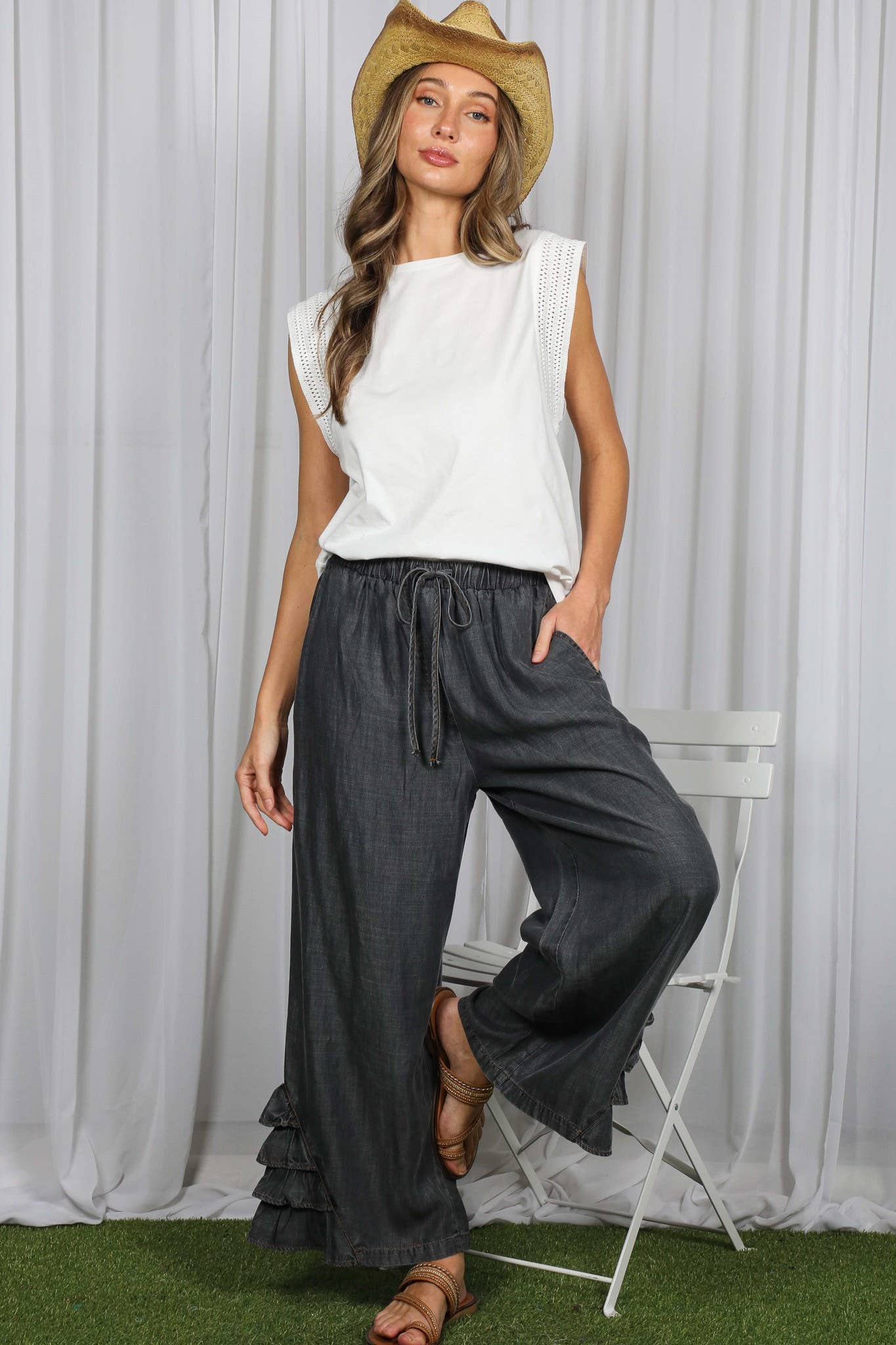 Trim Embellished Sleeveless Top