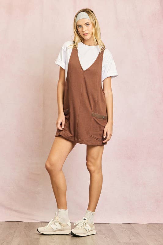 Cotton Terry Twill Tape Overall Mini Dress