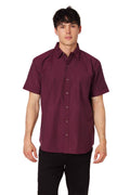Men's Solid Chambray Cotton Short Sleeve Shirt