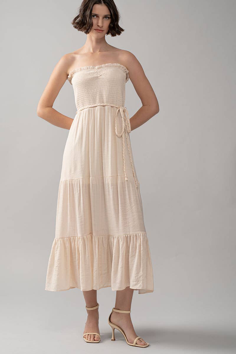 Smocked Tiered Ruffle Maxi Dress