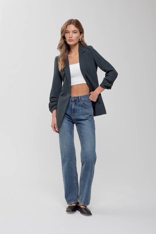 3/4 Ruched Sleeve Blazer