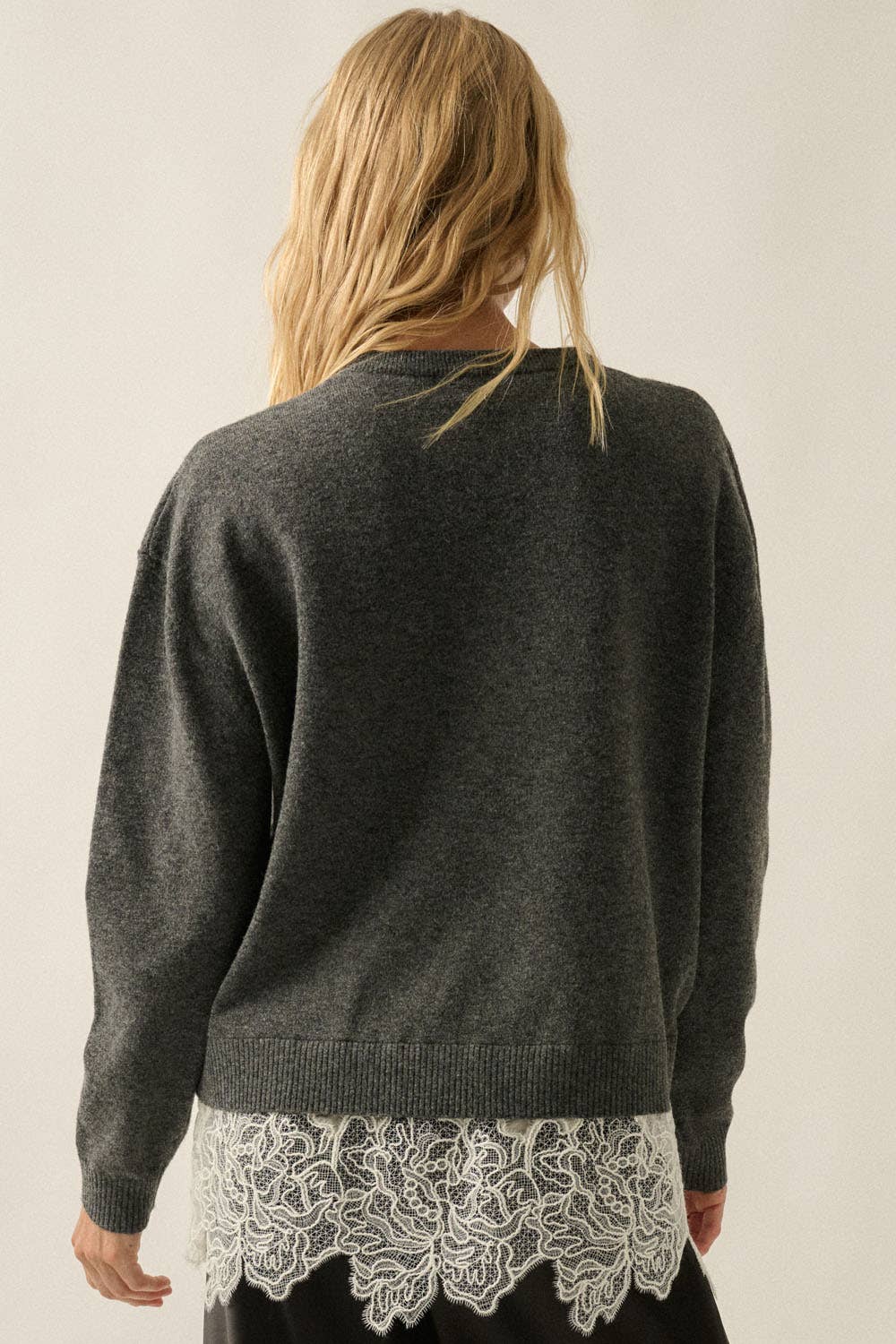 Lace Layered Hem Sweater
