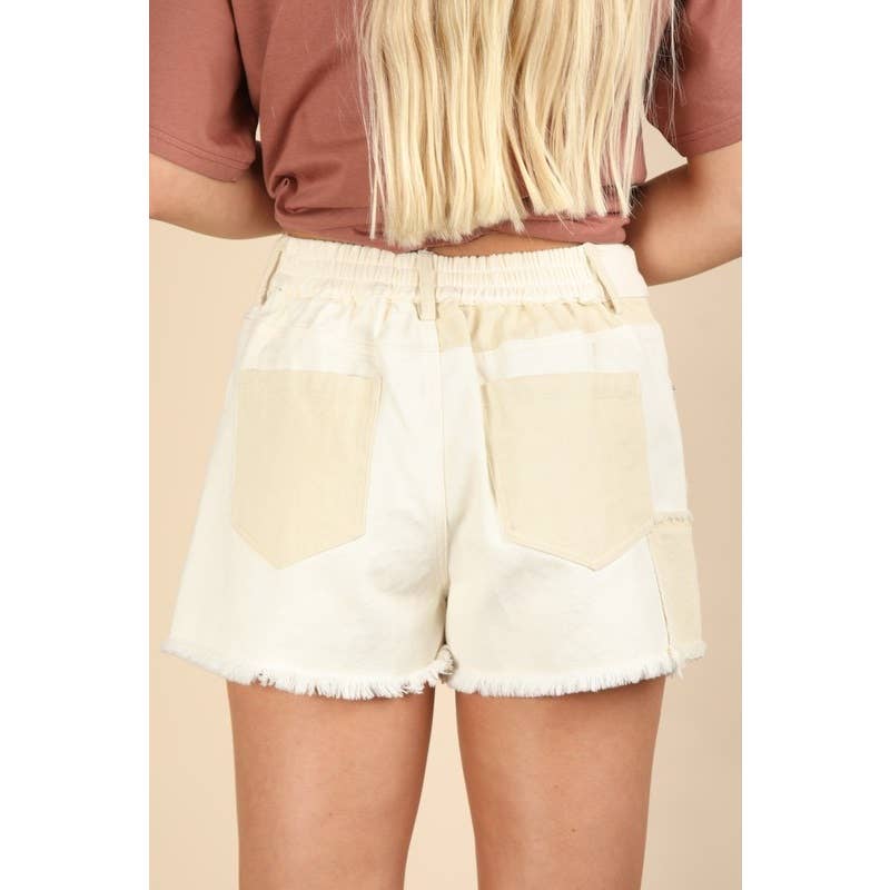 Soft Washed Color Block Casual Shorts