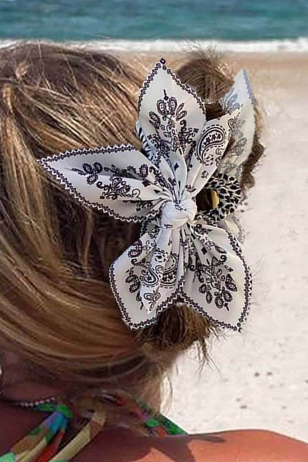 LDC Paisley Floral Print Bow Knot Hair Clip
