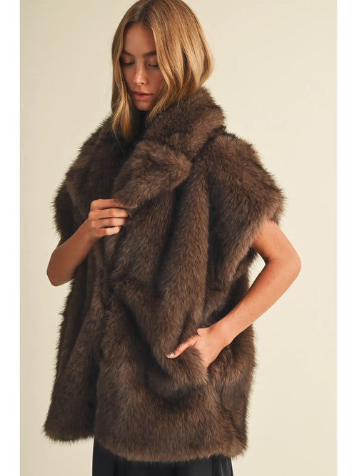 Notch Collar Fur Vest