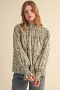 Smocked Floral Blouse