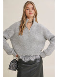 Lace Hem Chunky Sweater