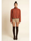 Mock Neck Bubble Hem Jacket