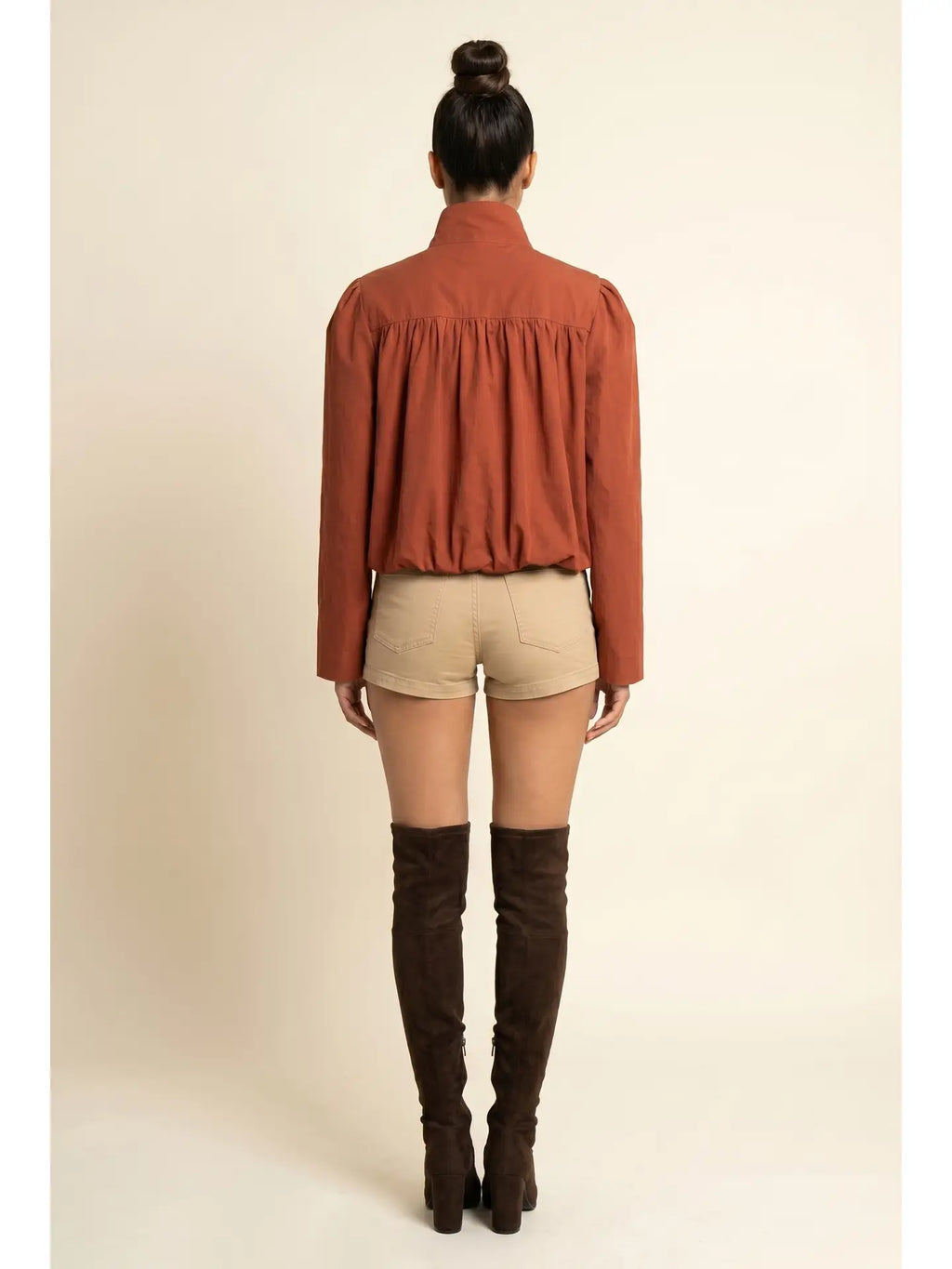 Mock Neck Bubble Hem Jacket