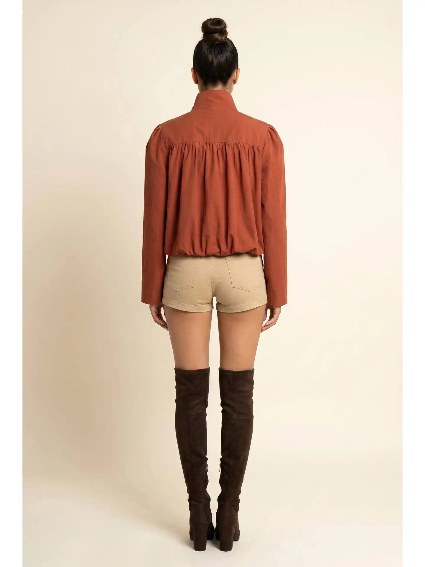 Mock Neck Bubble Hem Jacket