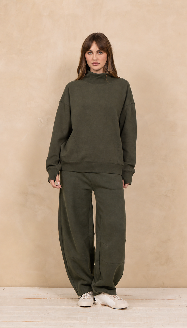 Army Olive Soft Surf Wash Barrel Pant