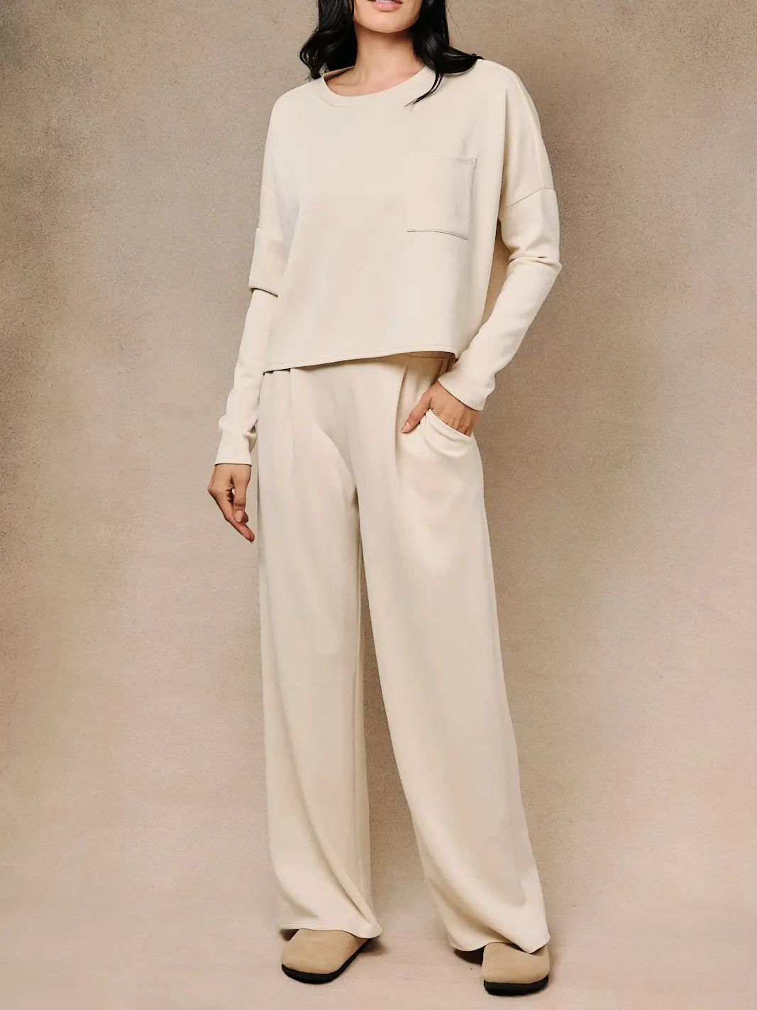 Elastic Pleated Wide Pants