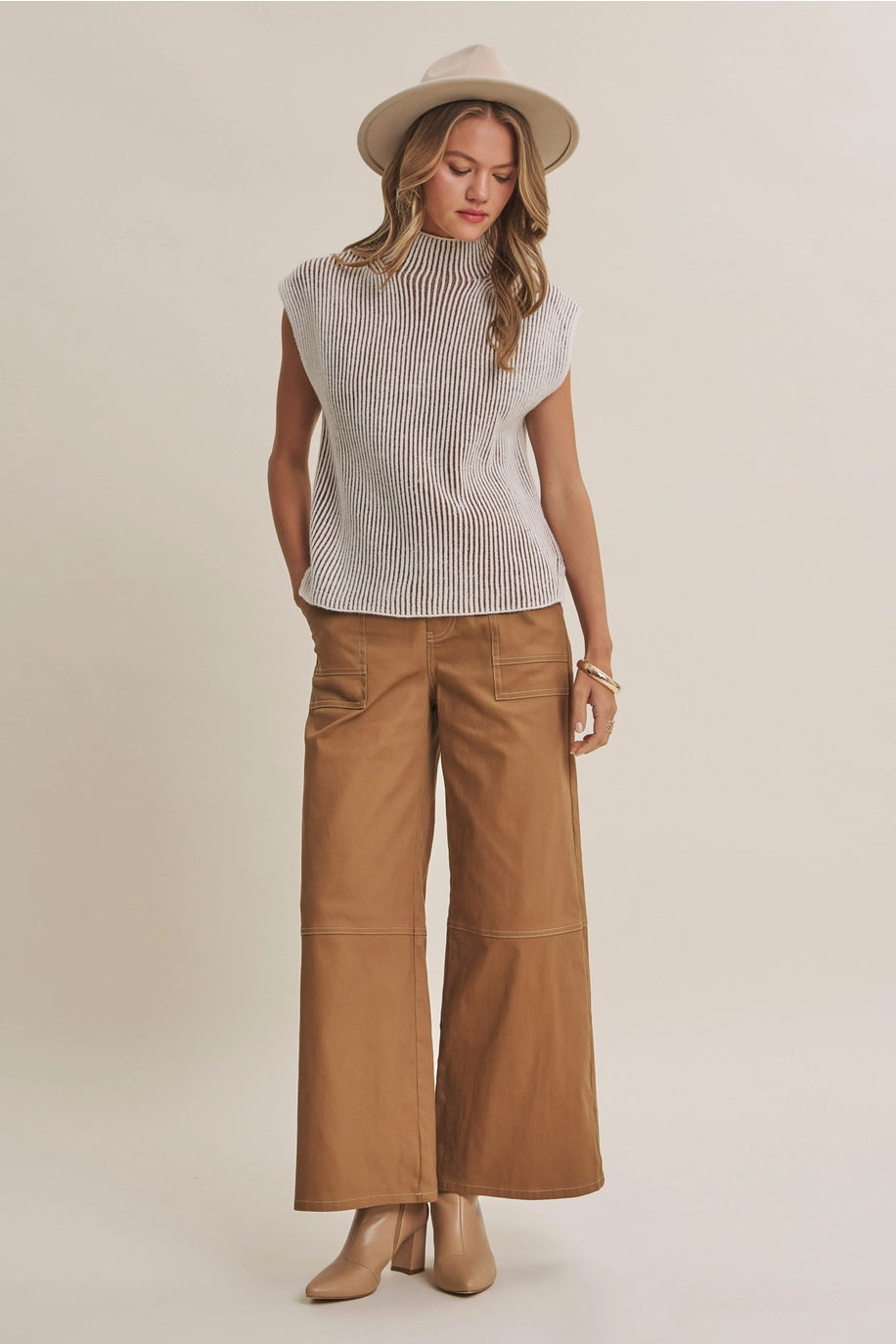 Contrast Stitch Twill Pant