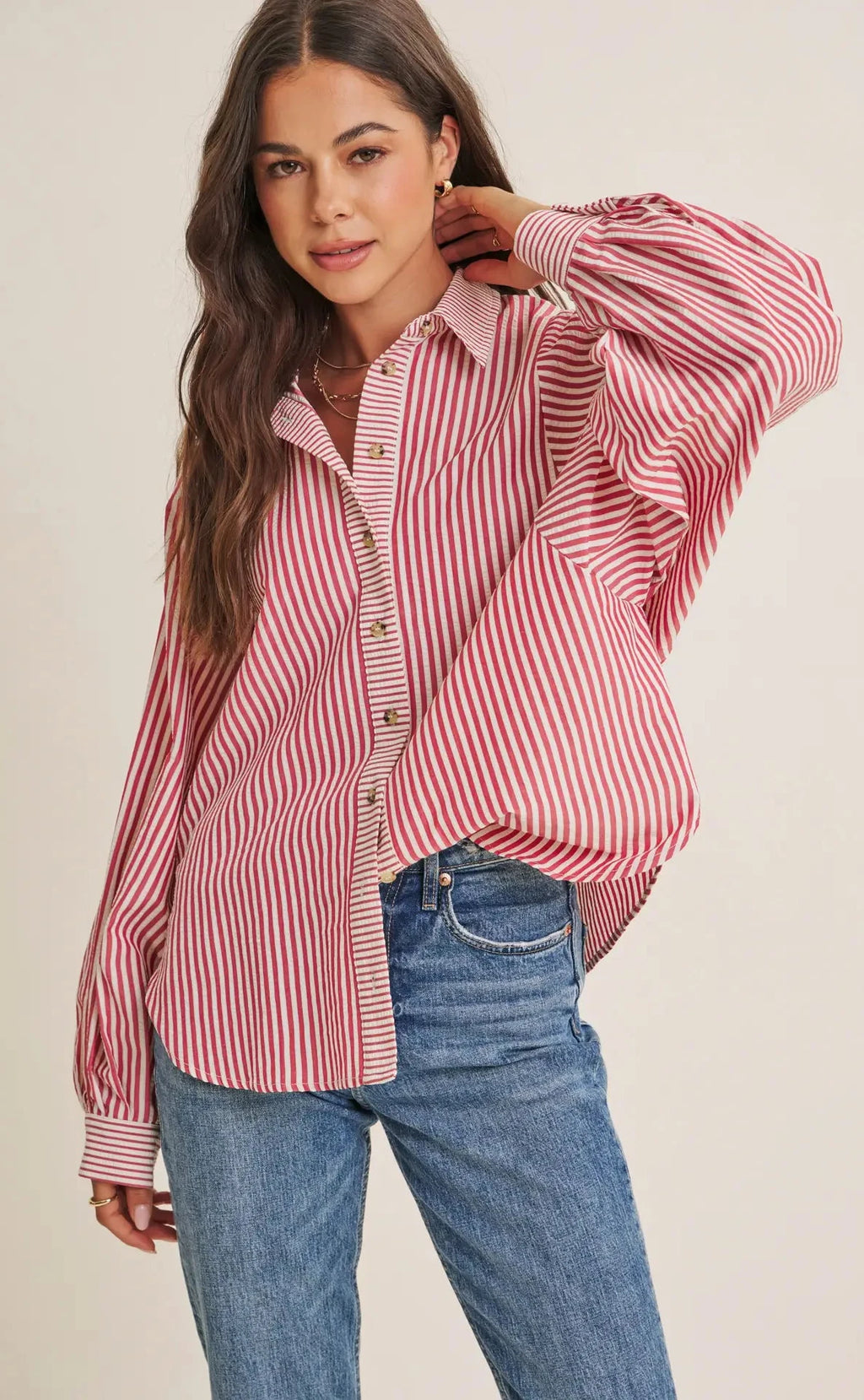 Red Stripe Button Down