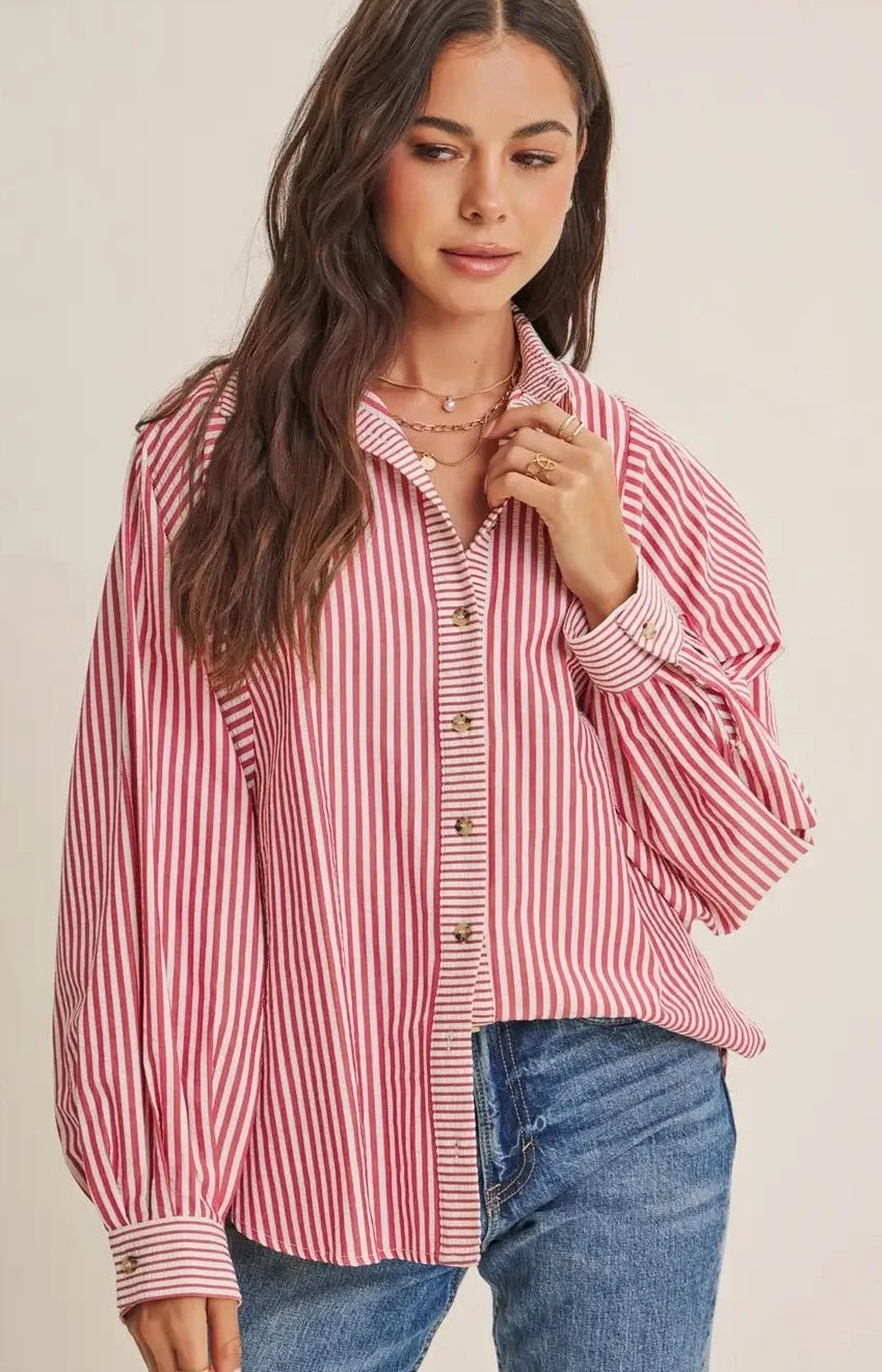 Red Stripe Button Down