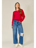 Red Cashmere Button Sweater