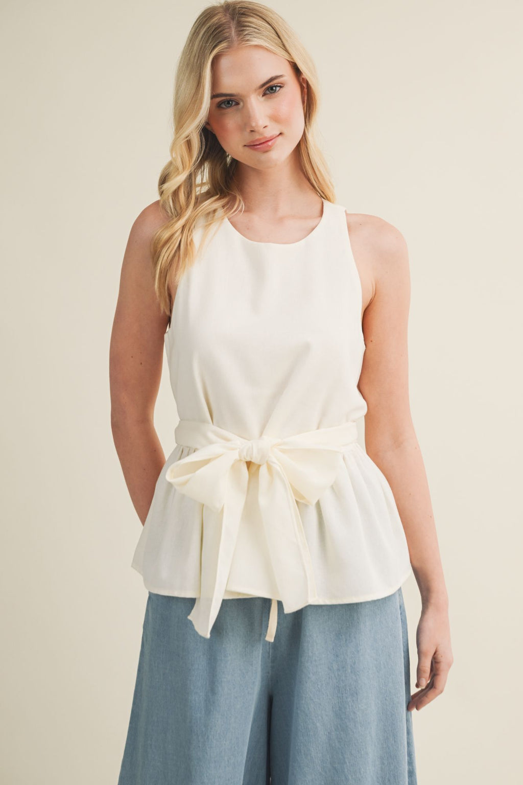 Halter Neck Tie-Waist Top