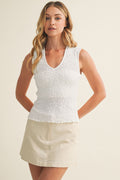 V-Neck Sleeveless Textured Top