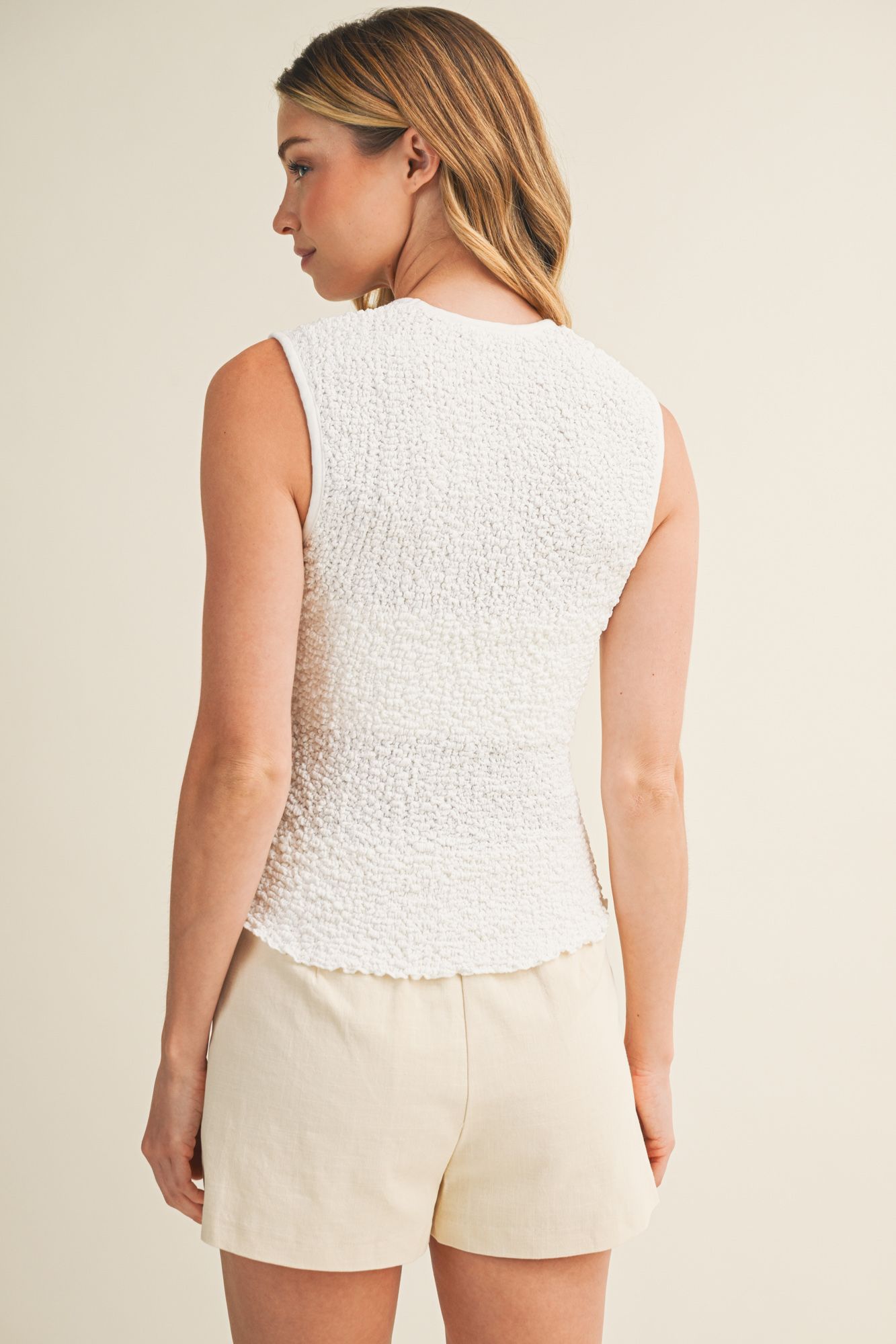 V-Neck Sleeveless Textured Top
