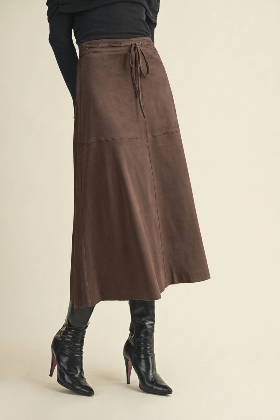 Suede A-Line Skirt