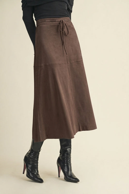 Suede A-Line Skirt