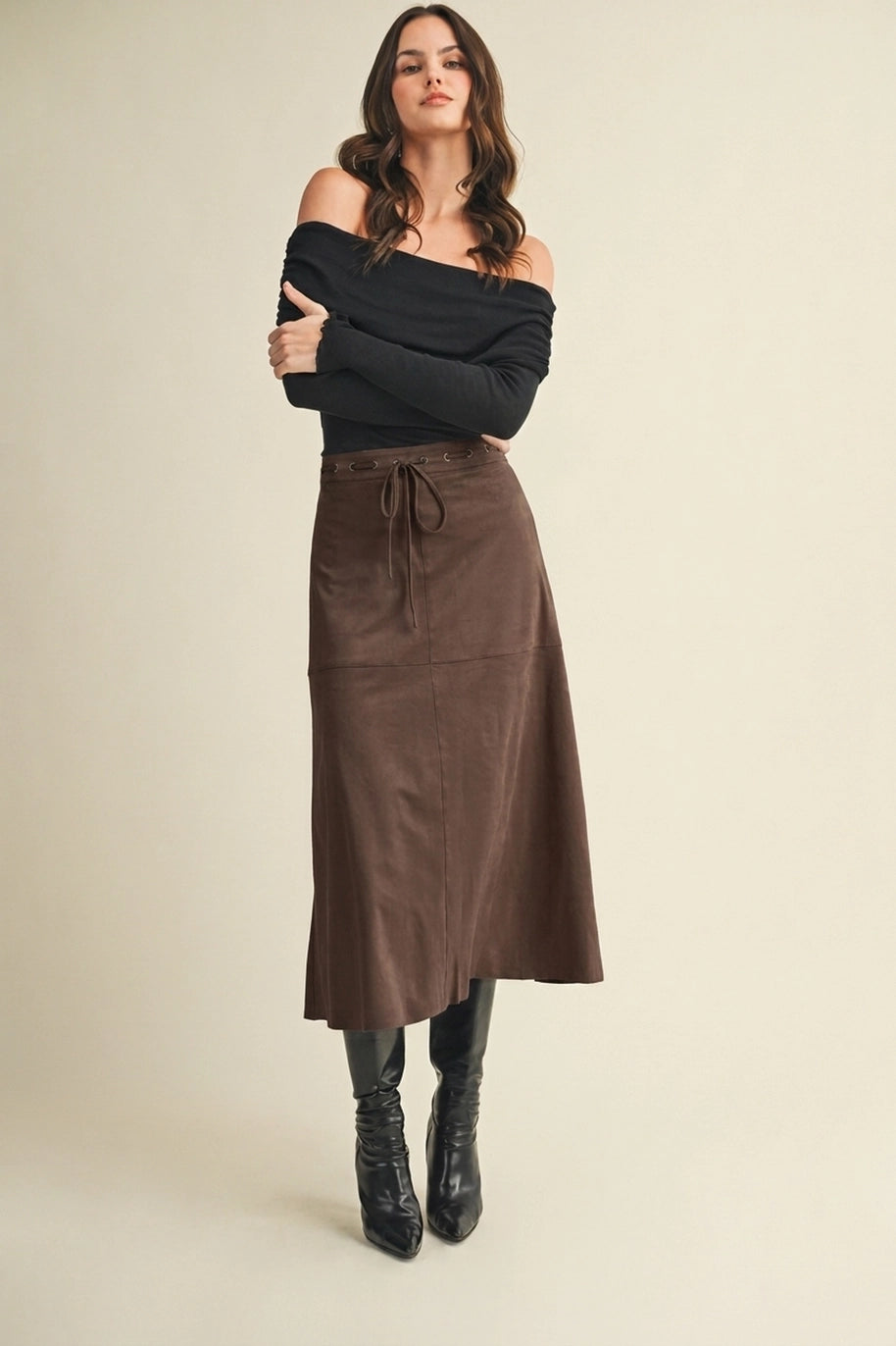 Suede A-Line Skirt
