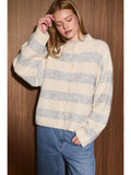 High Neck Stripe Cardigan