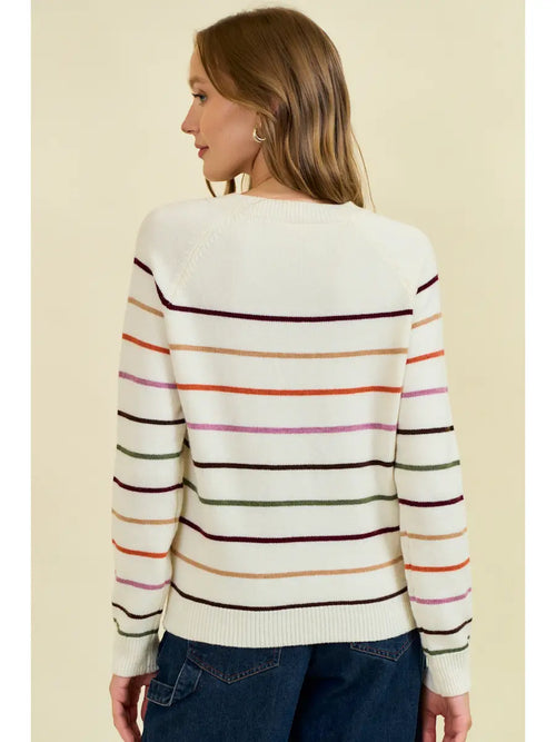 Stripe Button Neck Sweater
