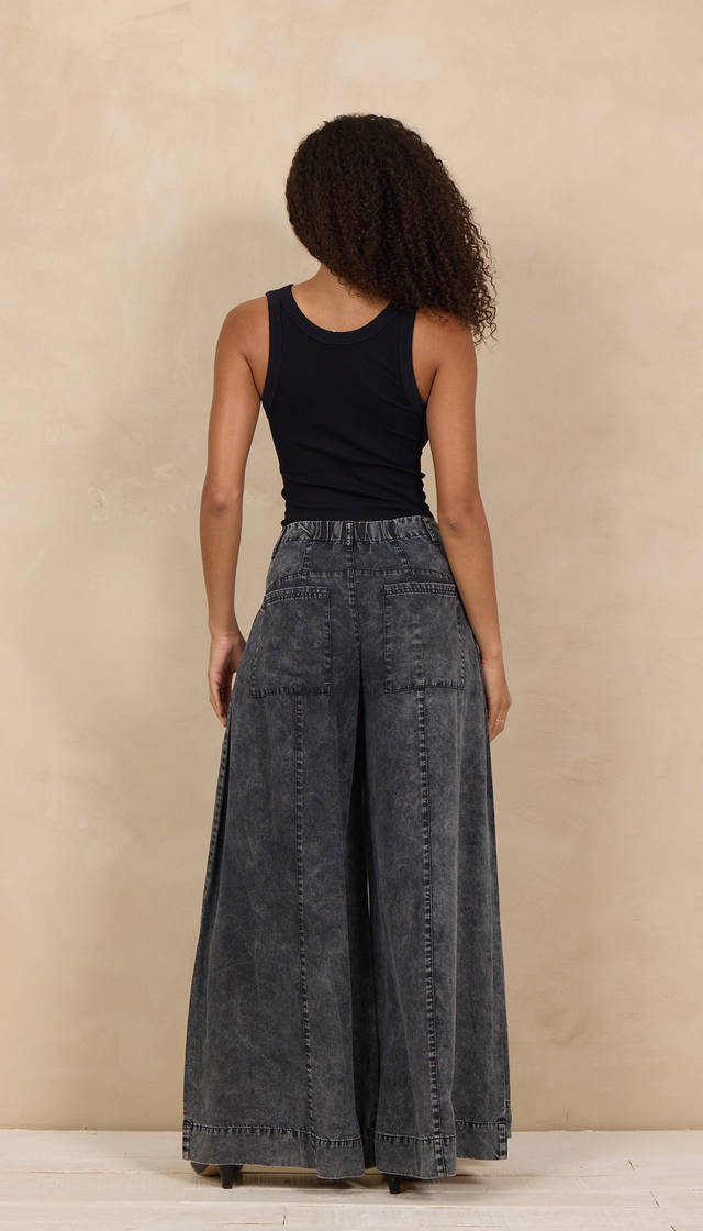 Black Tencel Ultra Wide Leg