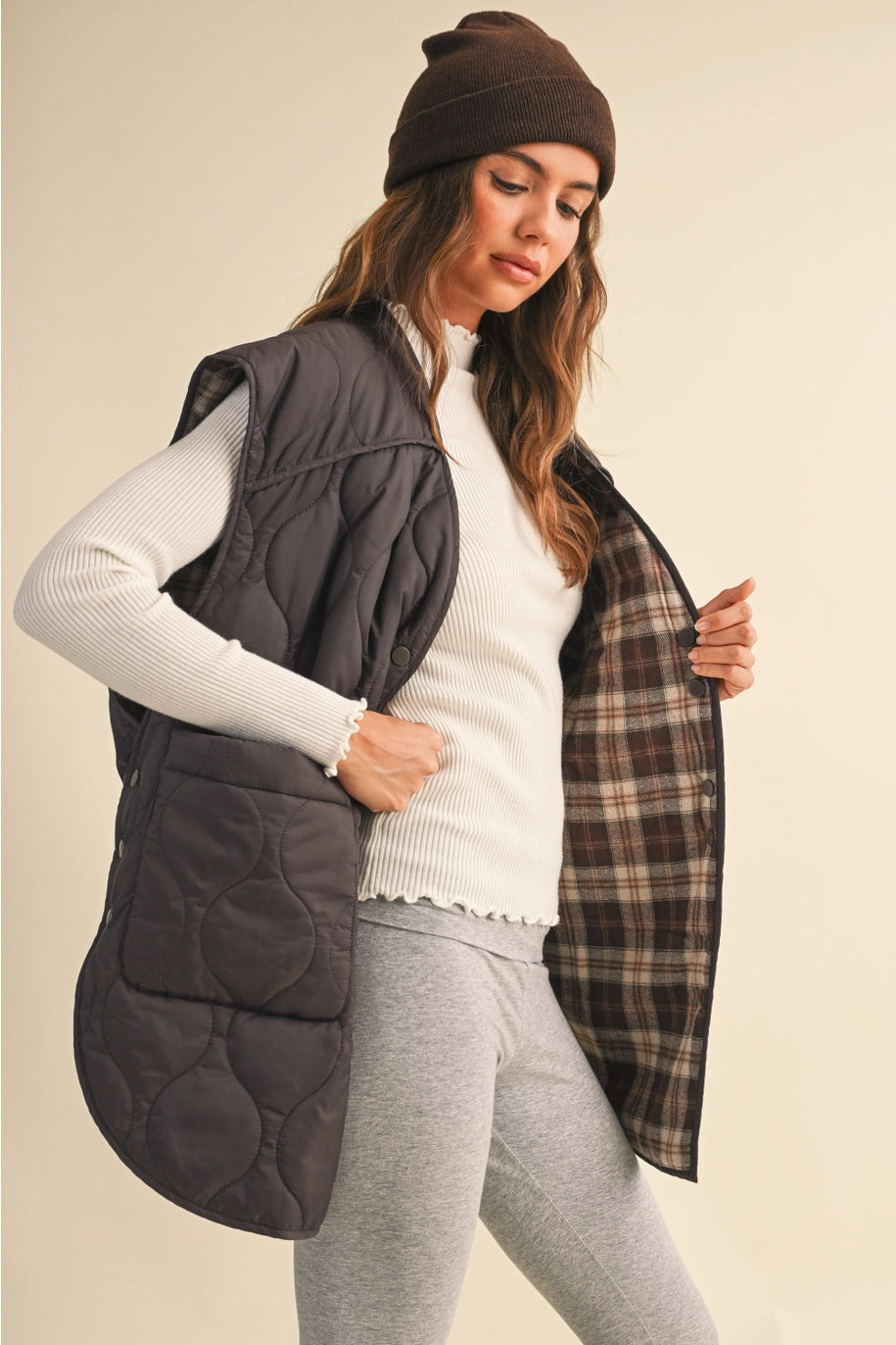 Reversible Plaid Vest